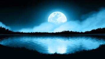 lugna månsken natt sjö reflexion. foto
