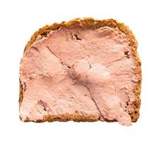 bröd smörgås med pastej isolerat på vit foto
