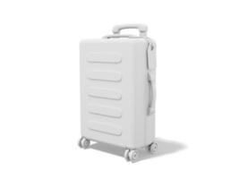 vit resväska på vit bakgrund. resa bagage. 3d tolkning. foto