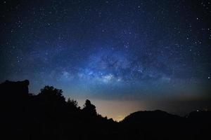 Vintergatan galaxen vid doi luang chiang dao.lång exponering fotografi.med korn foto