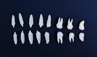 topp se av vit tänder på blå bakgrund foto