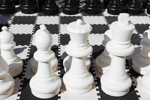 utomhus- eller trädgård schack med överdimensionerad schack bitar foto
