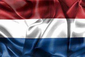 3D-illustration av en nederländsk flagga - realistiskt viftande tygflagga foto