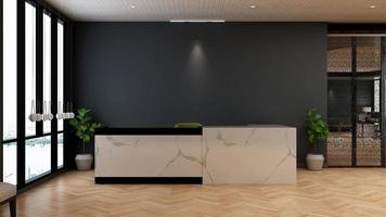 3d framställa reception rum i vit - modern minimalistisk interiör design begrepp foto