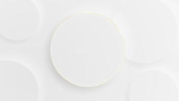 minimalistisk och elegant, modern vit bakgrund abstrakt cirkel form med skugga täcka över gyllene linje effekt. foto