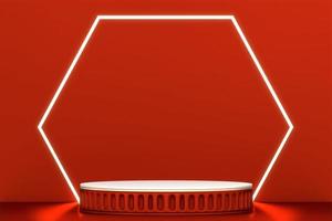 röd podium för produkt visa minimal geometrisk design.3d tolkning foto