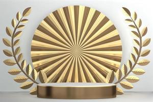 abstrakt podium minimal geometrisk vit och guld.3d tolkning foto