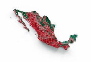 mexico Karta med de flagga färger röd och gul skuggad lättnad Karta 3d illustration foto