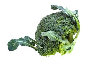 färsk grön broccoli med löv isolerat på vit foto