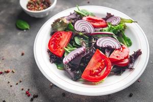 tomat sallad vegetabiliska friska måltid mat mellanmål diet på de tabell kopia Plats mat bakgrund rustik topp se keto eller paleo diet veggie vegan eller vegetarian mat foto