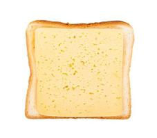 öppen smörgås med rostat bröd och skiva av ost foto