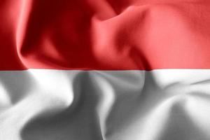 3d tolkning vinka silke flagga av indonesien foto