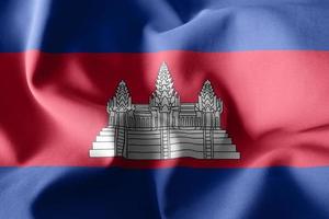 3d tolkning vinka silke flagga av cambodia foto