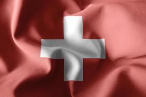 3d tolkning vinka silke flagga av schweiz foto