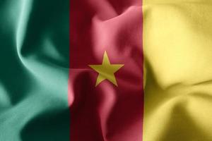 3d realistisk vinka silke flagga av cameroon foto