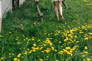 flickor springa i en gräs foto