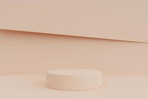 minimalistisk cylinder podium piedestal produkt visa på pastell papper skära bakgrund 3d tolkning foto