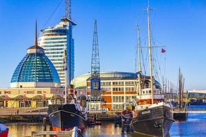 bremerhaven bremen 2011 stadsbild kust landskap fartyg dike panorama av bremerhaven Tyskland. foto