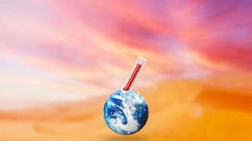 de termometer och jord för eco eller klimat förändra begrepp 3d tolkning foto