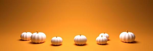 tacksägelse halloween baner med vit pumpor. 3d framställa illustration. foto