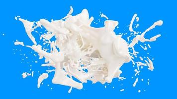mjölk stänk med droppar isolerat på bakgrund. 3d illustration foto