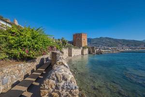 alanya 2022 antalya antenn stad med slott och hav foto