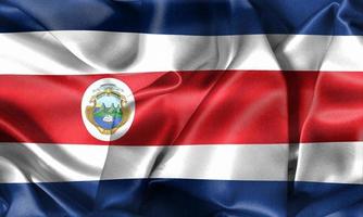 costa rica flagga - realistisk viftande tygflagga foto