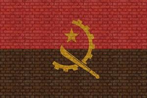 3d flagga av angola på tegel vägg foto