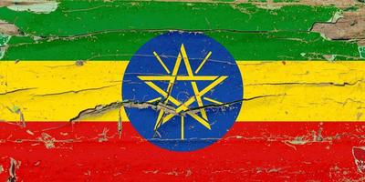 3d flagga av etiopien på trä foto