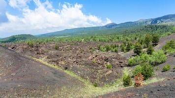 landskap med gammal kratrar av etna vulkan foto