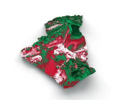 algeriet Karta med de flagga färger röd och gul skuggad lättnad Karta 3d illustration foto