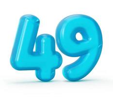 blå gelé siffra 49 fyrtio nio isolerat på vit bakgrund gelé färgrik alfabet tal för barn 3d illustration foto