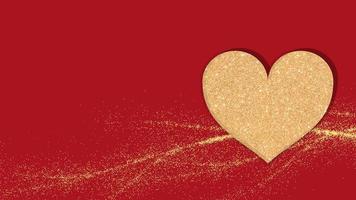 guld glitter hjärta på en röd bakgrund foto
