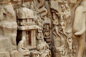 arjunas bot - nedstigande av gängarna, mahabalipuram, Indien