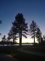 solnedgång strand se i sjö tahoe foto