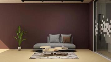 modernt vardagsrumsinredningskoncept - bekvämt relaxrum i 3d-rendering foto