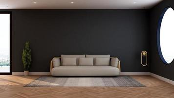 modernt vardagsrumsinredningskoncept - bekvämt relaxrum i 3d-rendering foto