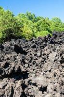 frysta lava strömma efter vulkan etna utbrott foto