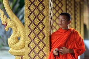 porträtt av en ung buddhistisk munk, laos