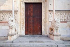 dörrar av medeltida modena katedral foto