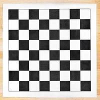 svart och vit vinyl checkerboard på trä- tabell foto