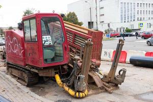 crawler traktor, installation, extrudering och rörläggning Utrustning foto