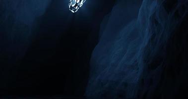 abstrakt bakgrund använder sig av sci fi miljö illustration i diagonal grotta och där är halv synlig blå lampor, 3d tolkning och 4k storlek foto