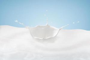mjölk krona stänk, stänk i mjölk slå samman med blå bakgrund foto