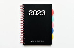 2003 annons mmxxiii. anteckningsbok omslag för de Nästa år. planer och mål för Nästa år. foto