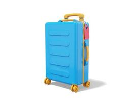 flerfärgad resväska på vit bakgrund. resa bagage. 3d tolkning. foto
