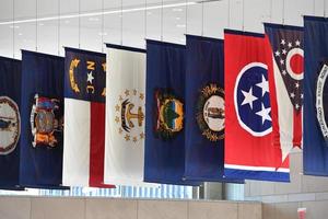 konfederation många stater förenad stater av Amerika flaggor foto
