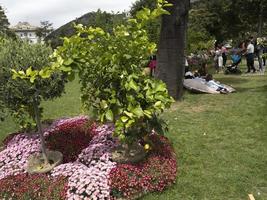 genua, Italien - Maj 7 2022 - euroflora internationell blommig utläggning foto