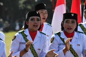 ubud, indonesien - augusti 17 2016 - oberoende dag är fira Allt runt om i de Land foto