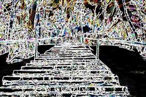 digital illustration träd och trappor bakgrundseffekt foto